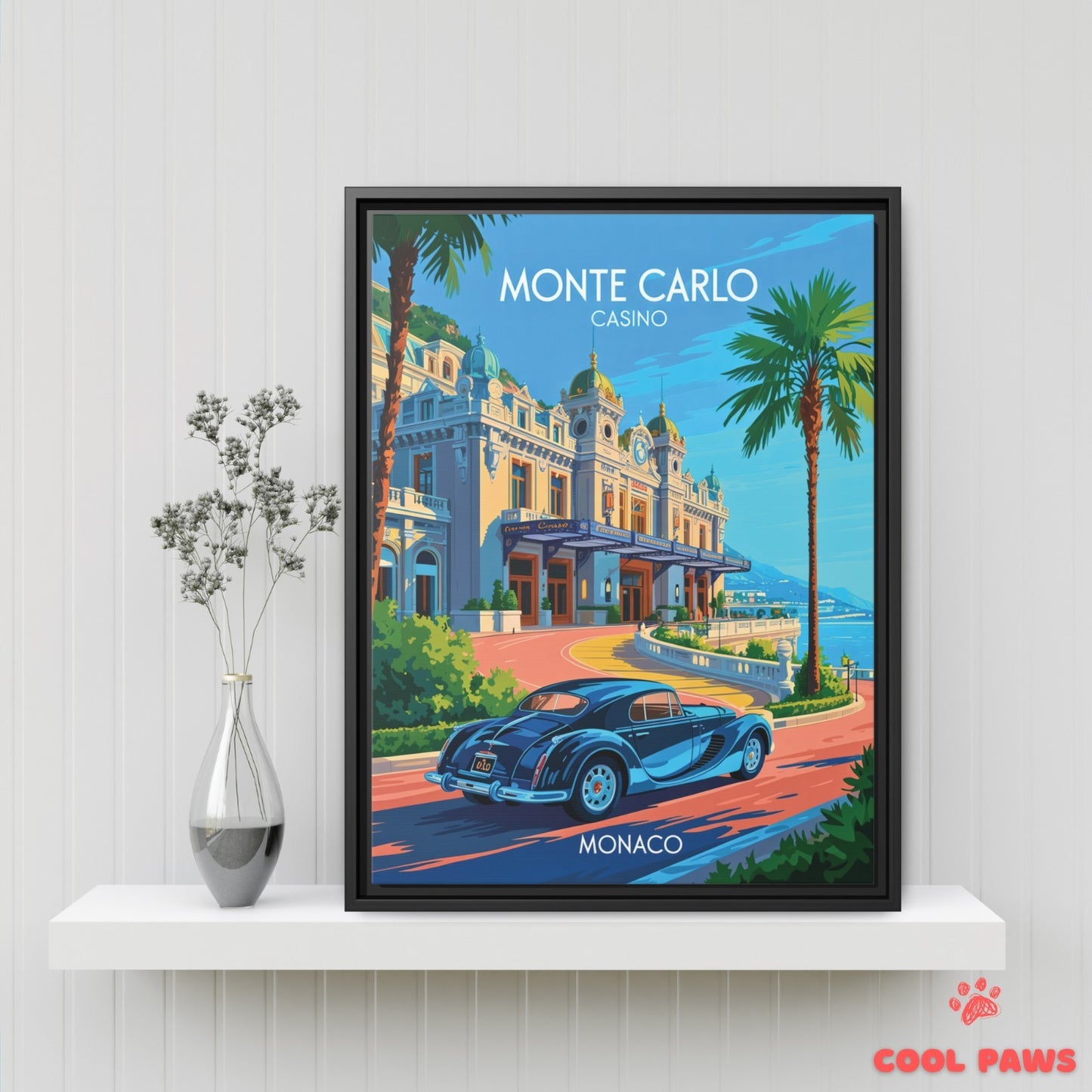 Monaco Travel Print | French Illustration of Monte Carlo Casino