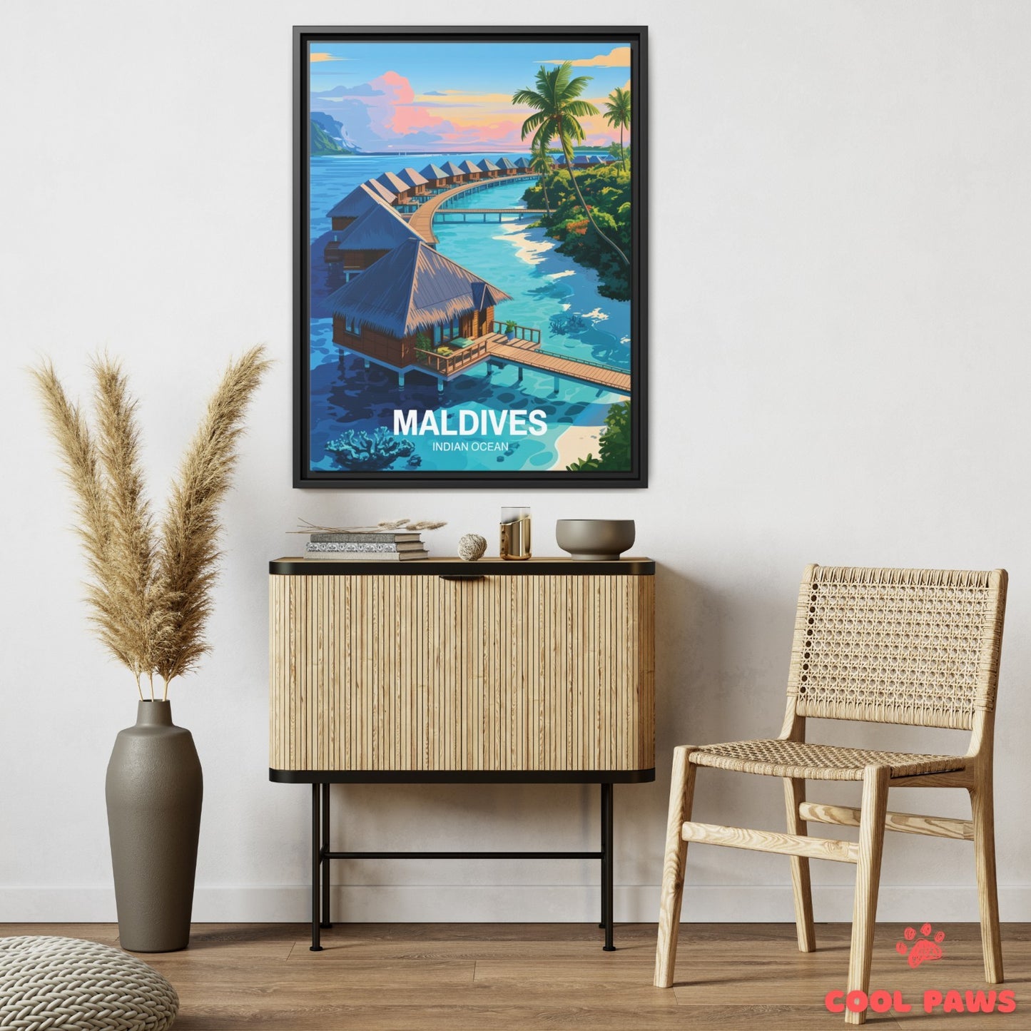 Maldives Travel Print | Overwater bungalows