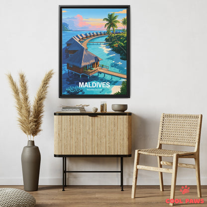 Maldives Travel Print | Overwater bungalows