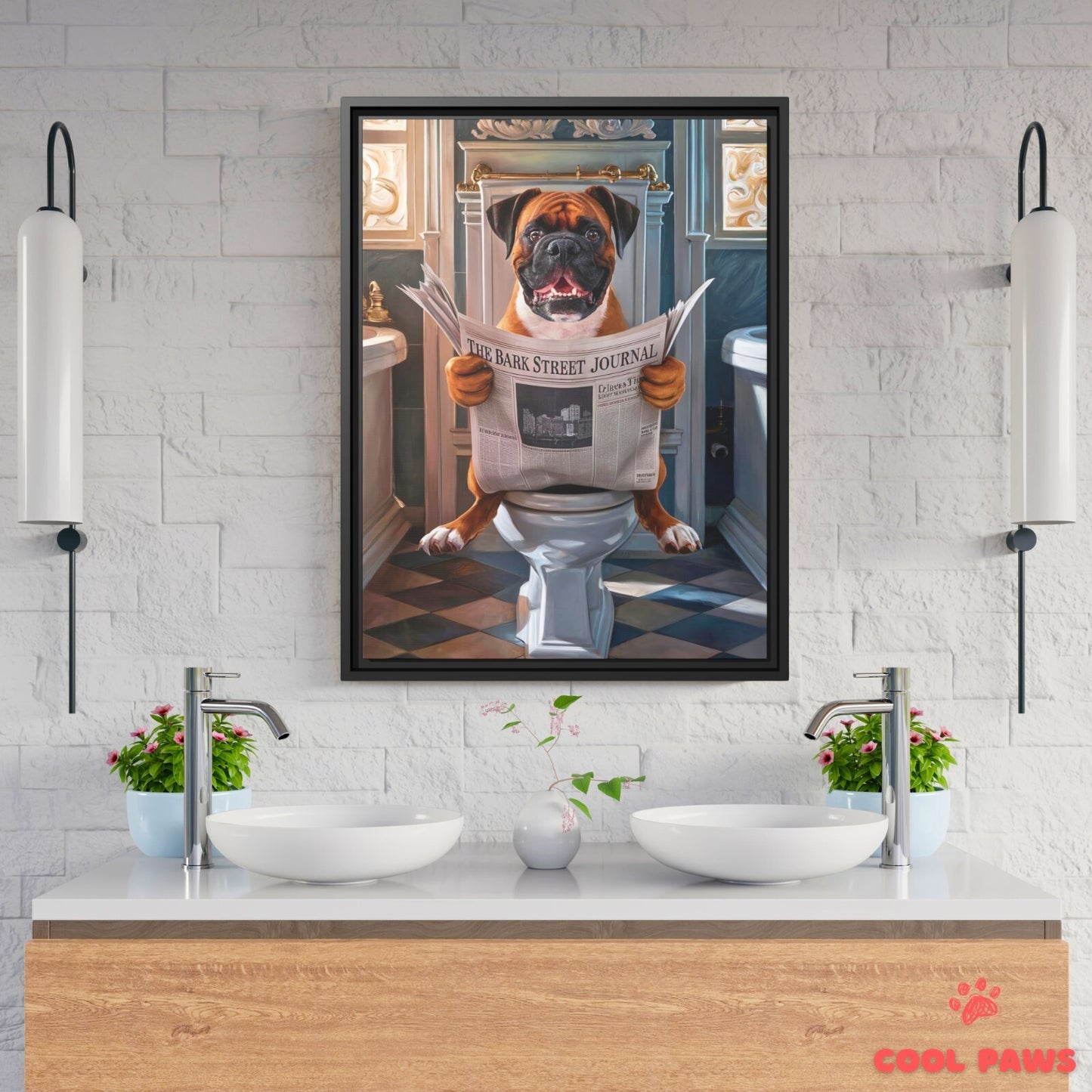 Boxer Reading the Newspaper on the Toilet