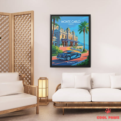 Monaco Travel Print | French Illustration of Monte Carlo Casino