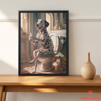 Dalmatian on the Toilet with a Smartphone
