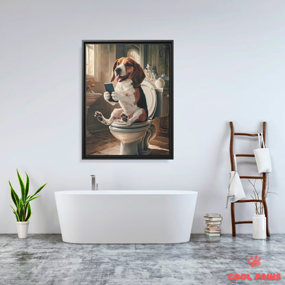 Beagle on the Toilet with a Smartphone