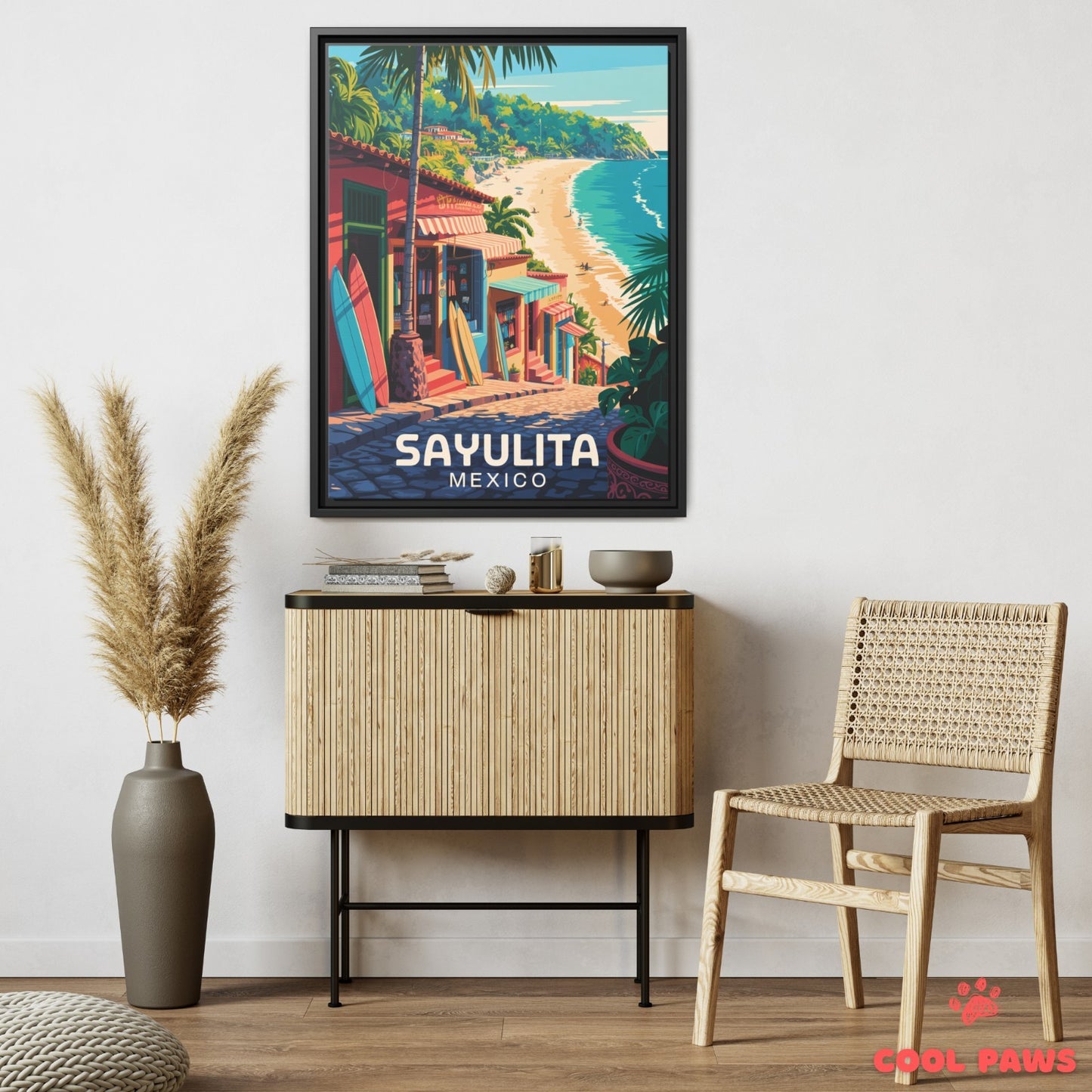 Sayulita Travel Print | Beach and Surfboards