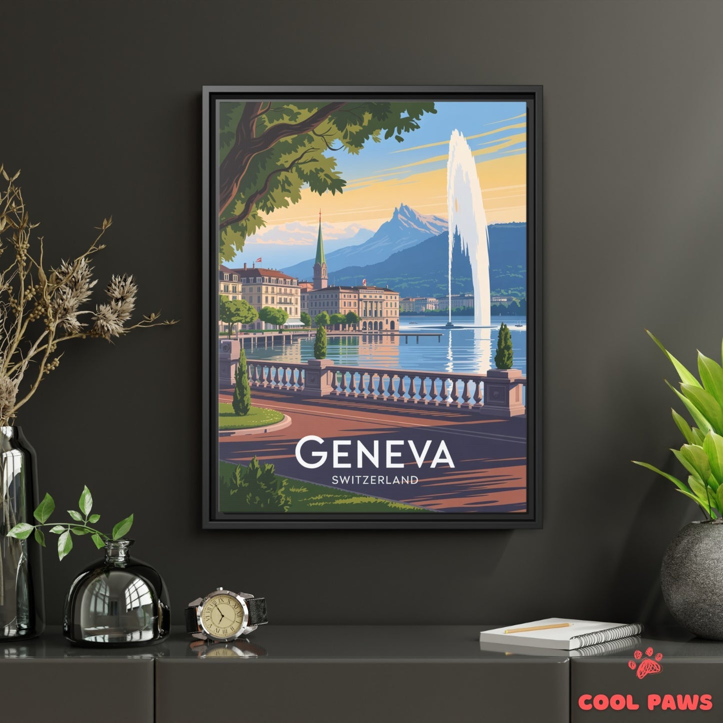 Geneva Travel Print | Swiss Jet d’Eau | Switzerland