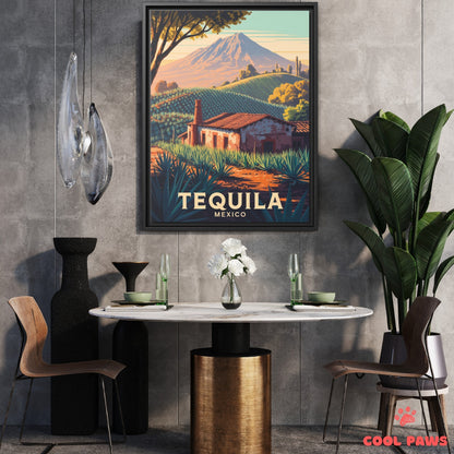 Tequila Travel Print | Agave Fields and Volcano