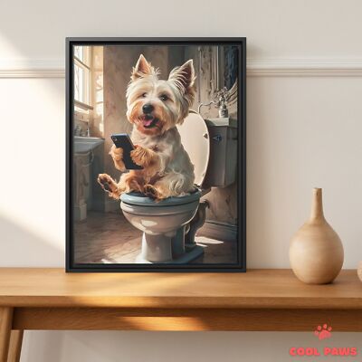 Westie on the Toilet with a Smartphone