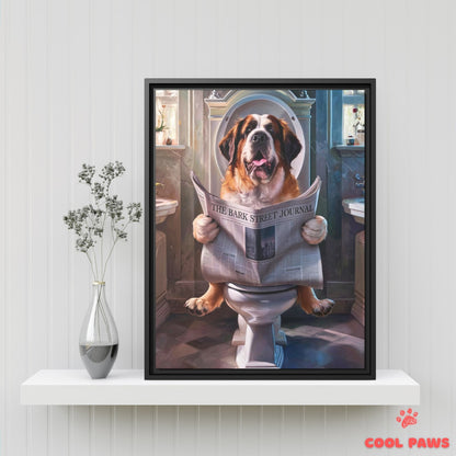 Saint Bernard Reading the Newspaper on the Toilet