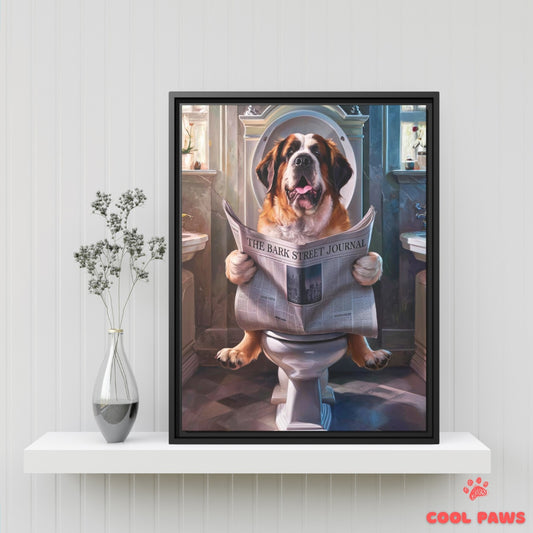 Saint Bernard Reading the Newspaper on the Toilet
