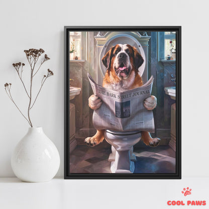 Saint Bernard Reading the Newspaper on the Toilet