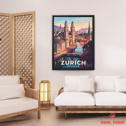 Zurich Travel Print | Swiss Grossmünster | Switzerland