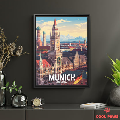 Munich Travel Print | German Marienplatz | Germany