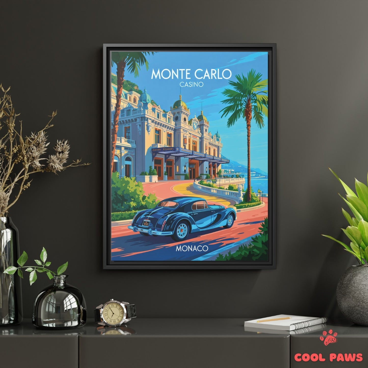 Monaco Travel Print | French Illustration of Monte Carlo Casino