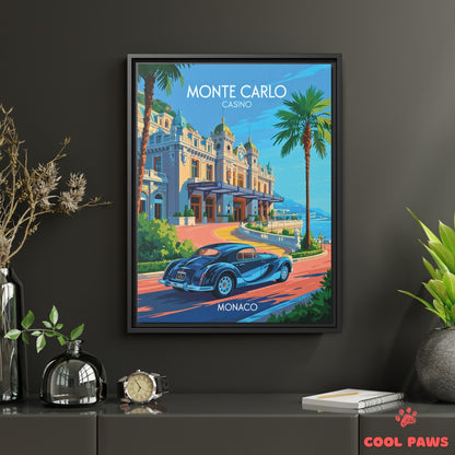 Monaco Travel Print | French Illustration of Monte Carlo Casino