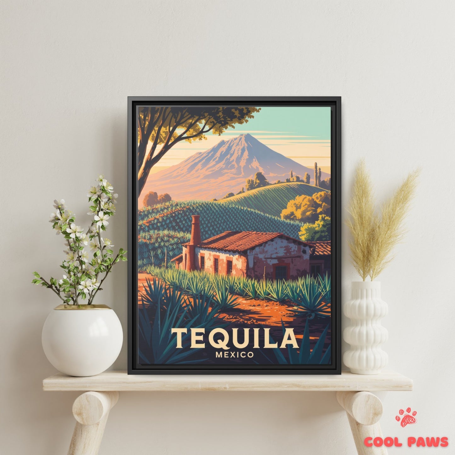 Tequila Travel Print | Agave Fields and Volcano